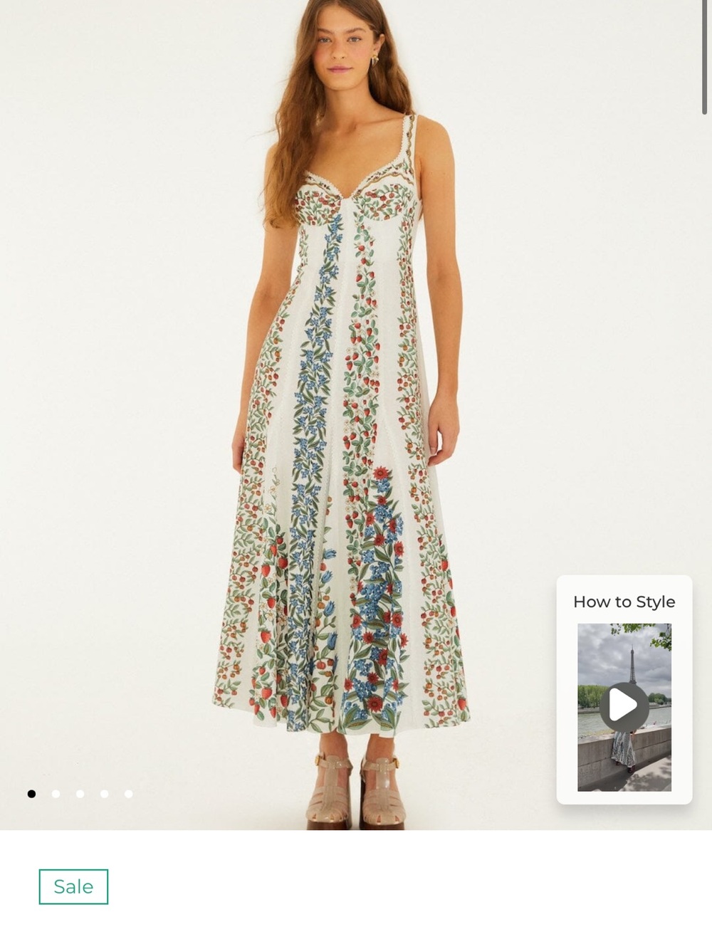 FARM Rio Cream Maxi Dress with Green and Blue Floral Panels - Picture 4 of 5